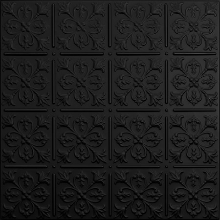 Ceilume Fleur-de-lis 2ft x 2ft Black Ceiling Tile V3-FLEUR-22BKO